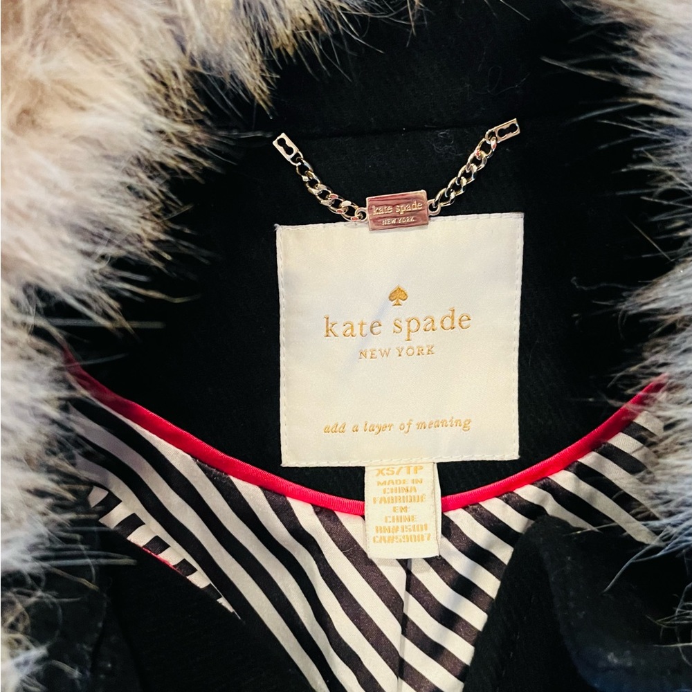 Kate Spade Faux-Fur Trim Fit and Flare Wool Coat - Picture 4 of 4